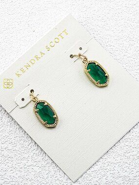 Kendra Scott Dark Green Glass Earrings